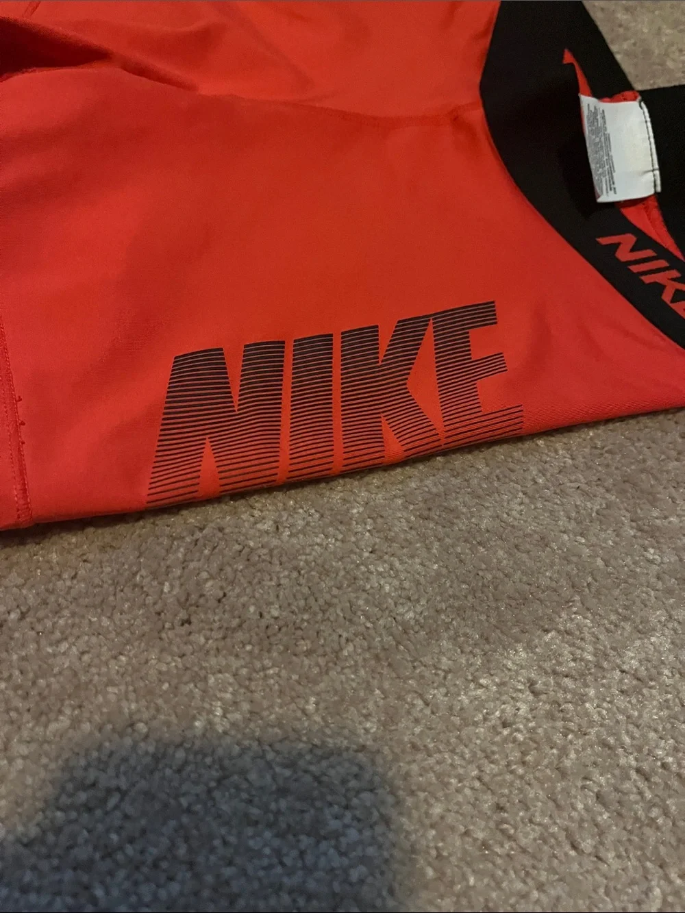 Nike Pro Women's Red Training Shorts with Black Waistband